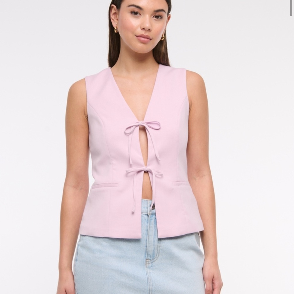 Abercrombie & Fitch Light Pink Tie-Front Blouse
